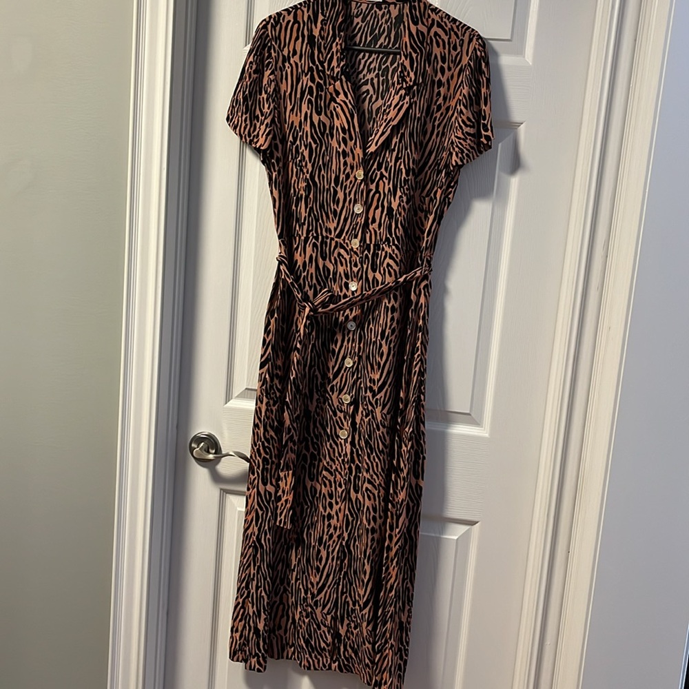 ARITZIA Wilfred midi shirtdress, animal print, L